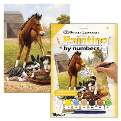 Set de colorat după numere, culori acrilice+pensulă, 22x30 cm - Pranz cu prietenii
