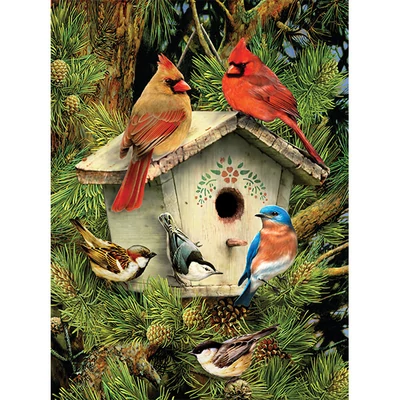 Set de colorat după numere, culori acrilice+pensulă, 22x30 cm - Birdhouse