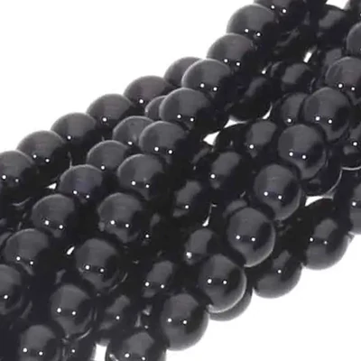 Colier ceh din mărgele de sticlă Tekla, 4 mm, 120 buc - Black