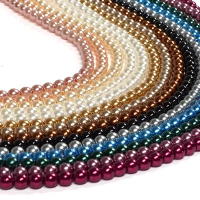 Colier ceh din mărgele de sticlă Tekla, 4 mm, 120 buc - Cream