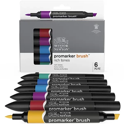 Set markere tip pensulă cu două vârfuri ProMarker Brush- 6 buc, rich tones