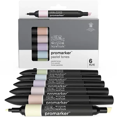 Set markere cu alcool cu două vârfuri - 6 buc, pastel tones