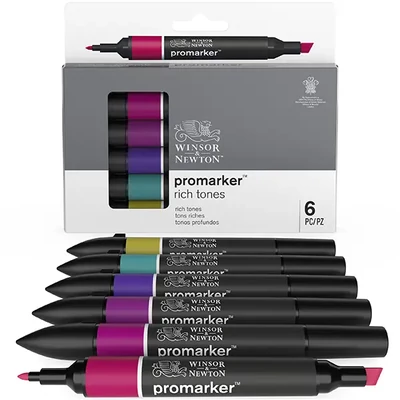 Set markere cu alcool cu două vârfuri ProMarker- 6 buc, rich tones