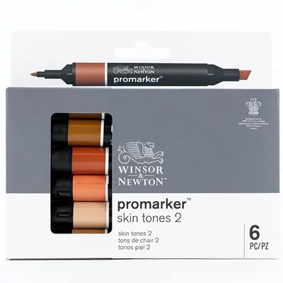 Promarker Set markere cu alcool cu două vârfuri  - 6 buc, skin tones set 2