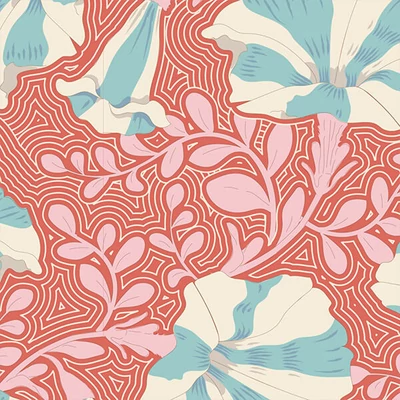 Material patchwork  - Tilda Gardenlife - Striped Petunia Coral 100309