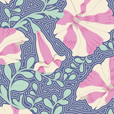 Material patchwork  - Tilda Gardenlife - Striped Petunia Blue 100316