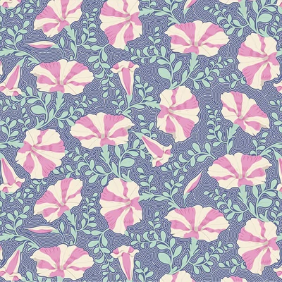 Material patchwork  - Tilda Gardenlife - Striped Petunia Blue 100316