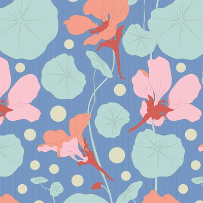 Material patchwork  - Tilda Gardenlife - Nasturtium Blue 100317