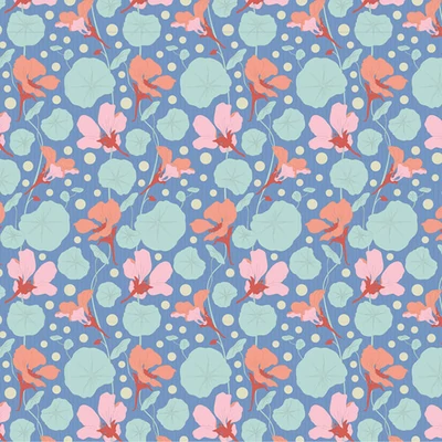 Material patchwork  - Tilda Gardenlife - Nasturtium Blue 100317