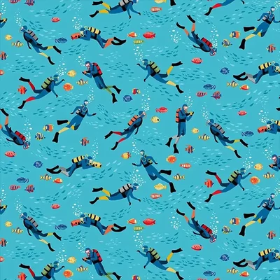 Tesatura patchwork - Makower - Deep Blue Sea 138/B2 Divers light blue