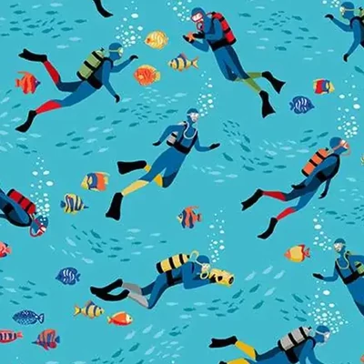 Tesatura patchwork - Makower - Deep Blue Sea 138/B2 Divers light blue