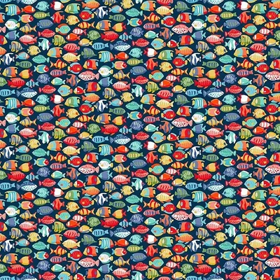 Tesatura patchwork - Makower - Deep Blue Sea 139/B8 Fish Shoal dark blue