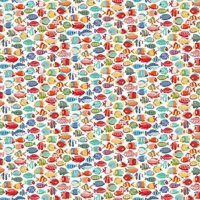 Tesatura patchwork - Makower - Deep Blue Sea 139/W Fish Shoal white