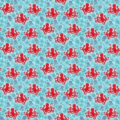 Tesatura patchwork - Makower - Deep Blue Sea 140/B2 Octopus light blue