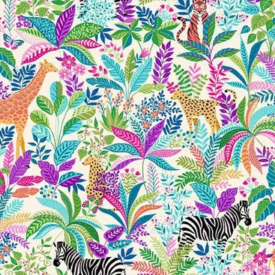 Tesatura patchwork - Makower - Tropica 146/Q Wildlife cream