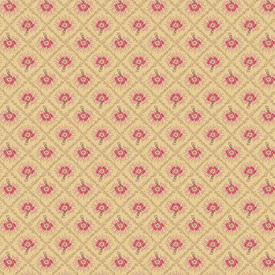 Material patchwork  - Makower - Wildflower Cottage 1591R Trellis buttercup