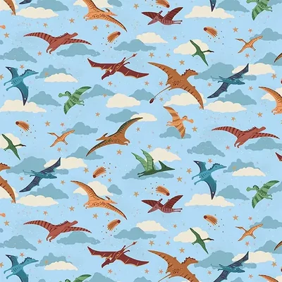 Tesatura patchwork - Makower - Prehistoric 165/B2 Soar light blue