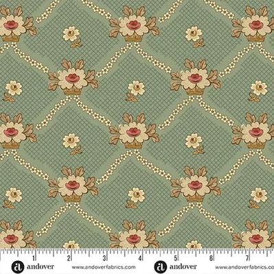 Material patchwork - Andover - Always and Forever by Renee Nanneman 1662G lattice pond