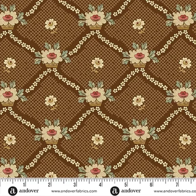 Material patchwork - Andover - Always and Forever by Renee Nanneman 1662N lattice chocolate