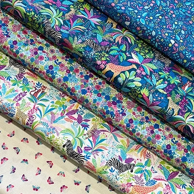 Tesatura patchwork - Makower - Tropica 146/B Wildlife blue