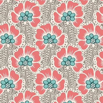 Material patchwork  - Tilda Cotton Beach - Ocean flower grey 100330