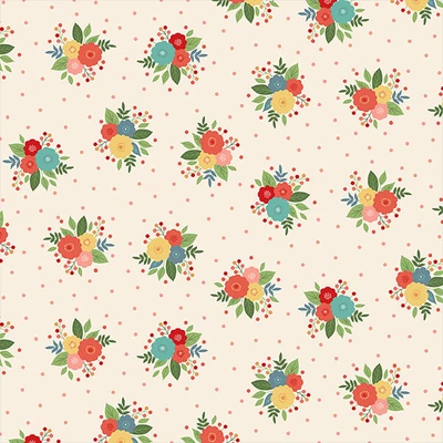 Material patchwork - Makower - Amelia Posy  cream2509-Q