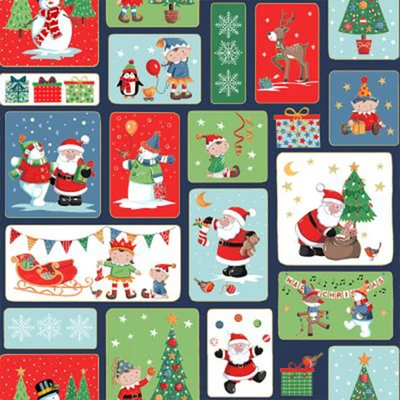 Material patchwork  - Makower - Christmas 23 Santa Blocks  2583-1 Panel, 30cm