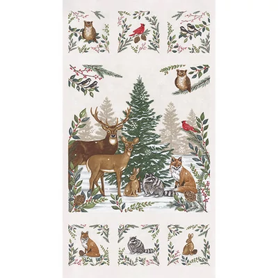 Material patchwork  - Moda - Woodland Winter by Deb Strain 56099-11 Panel, 60 cm