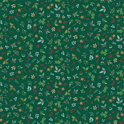 Tesatura patchwork - Makower - Good Tidings Sprig Green 105/G