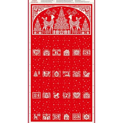 Tesatura patchwork - Makower - Christmas 25 Scandi Advent Red 117/R, Panel, 60cm
