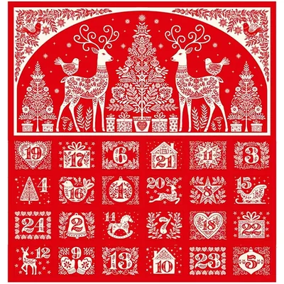 Tesatura patchwork - Makower - Christmas 25 Scandi Advent Red 117/R, Panel, 60cm