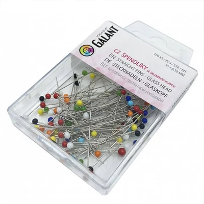 Set pini, cap de sticla, 0,5x35 mm, 100 buc, in cutie de plastic