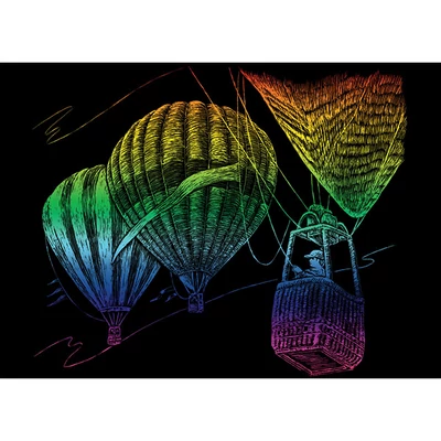 Set tablou gravură cu stilou gravură , 12x18 cm - Dirigibile, curcubeu
