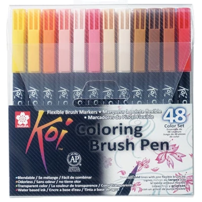 Sakura Koi Brush Pen marker tip pensulă  în set  - 48 buc