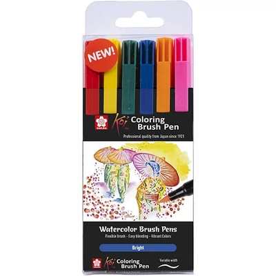 Sakura Koi Brush pen Set markere pensulă  - 6 buc, Bright