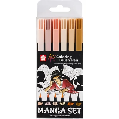 Sakura Koi Brush Pen Set markere pensulă  - 6 buc, Manga Set