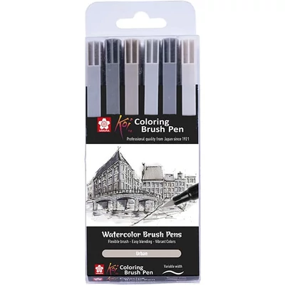 Sakura Koi Brush Pen marker tip pensulă  în set  - 6 buc, Urban