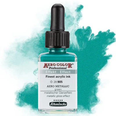Schmincke AERO COLOR Professional vopsea aerograf , 28 ml - 905, AERO METALLIC green