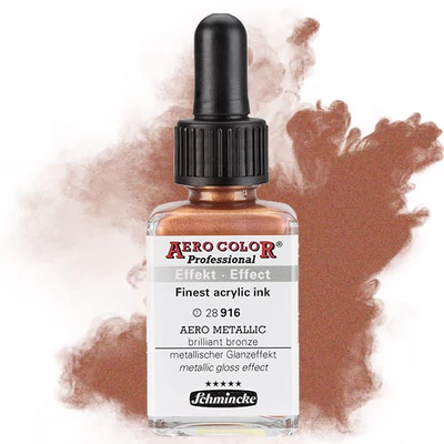 Schmincke AERO COLOR Professional vopsea aerograf , 28 ml - 916, AERO METALLIC brilliant bronze