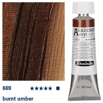 Schmincke Akademie vopsea acrilică, 60 ml - 669, burnt umber