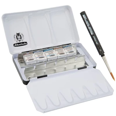 Set de Culori acuarelă  Schmincke Horadam, super granulate - 5x recipient de 1/2 + pensula, Galaxy