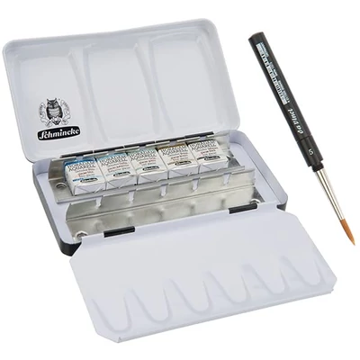 Set de Culori acuarelă  Schmincke Horadam, super granulate - 5x recipient de 1/2+ pensula, Glacier