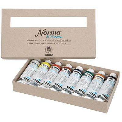 Schmincke Norma Blue vegan Culori ulei solubile în apă Set, 8x35 ml