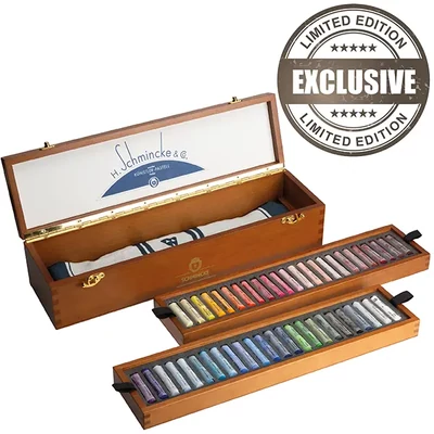 Set de creioane pudră pastelate Schmincke Retro – 48 buc, în cutie de lemn