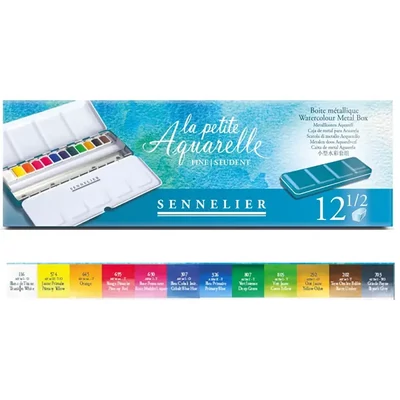 Set de acuarele Sennelier la petite Aquarelle - 12x1/2 bastonașe, cutie metalică
