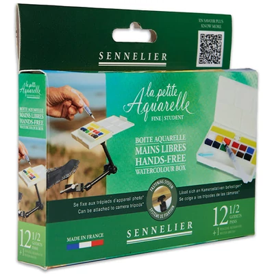 Sennelier la petite Aquarelle Hands Free Set culori acuarelă - în recipiente 12x1/2  + pensulă cu rezervor de apă