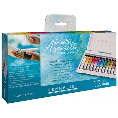Sennelier la petite Aquarelle Travel box set culori acuarelă - 12x10 ml + pensulă