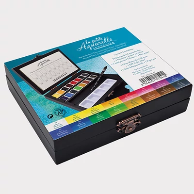 Set de Culori acuarelă  Sennelier la petite Aquarelle, tulpina 16x1/2 + pensula, cutie de lemn