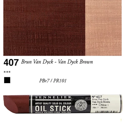 Sennelier Oil Stick Culori ulei, sub formă de baton, 38 ml - 407, van dyck brown