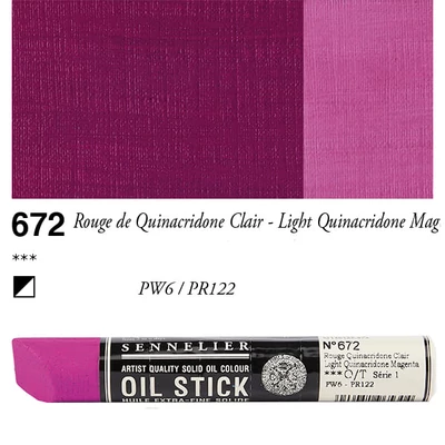 Sennelier Oil Stick Culori ulei, sub formă de baton, 38 ml - 672, light quinacridone magenta